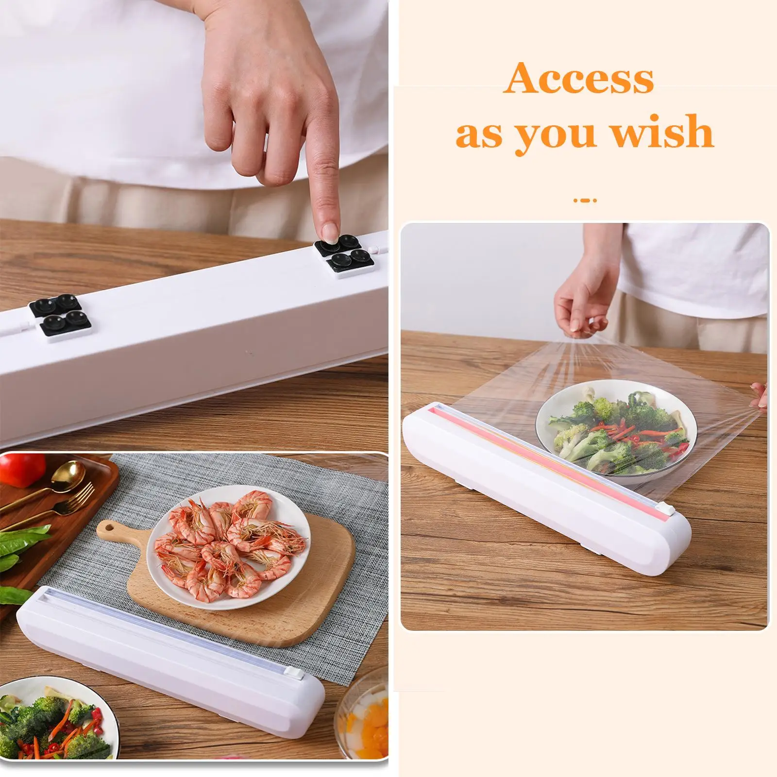 Film Wrap Dispenser Kitchen Tool Reusable Sturdy Food Cling Wrap Film Cutter No Cling Film Household Food Plastic Wrap Dispenser