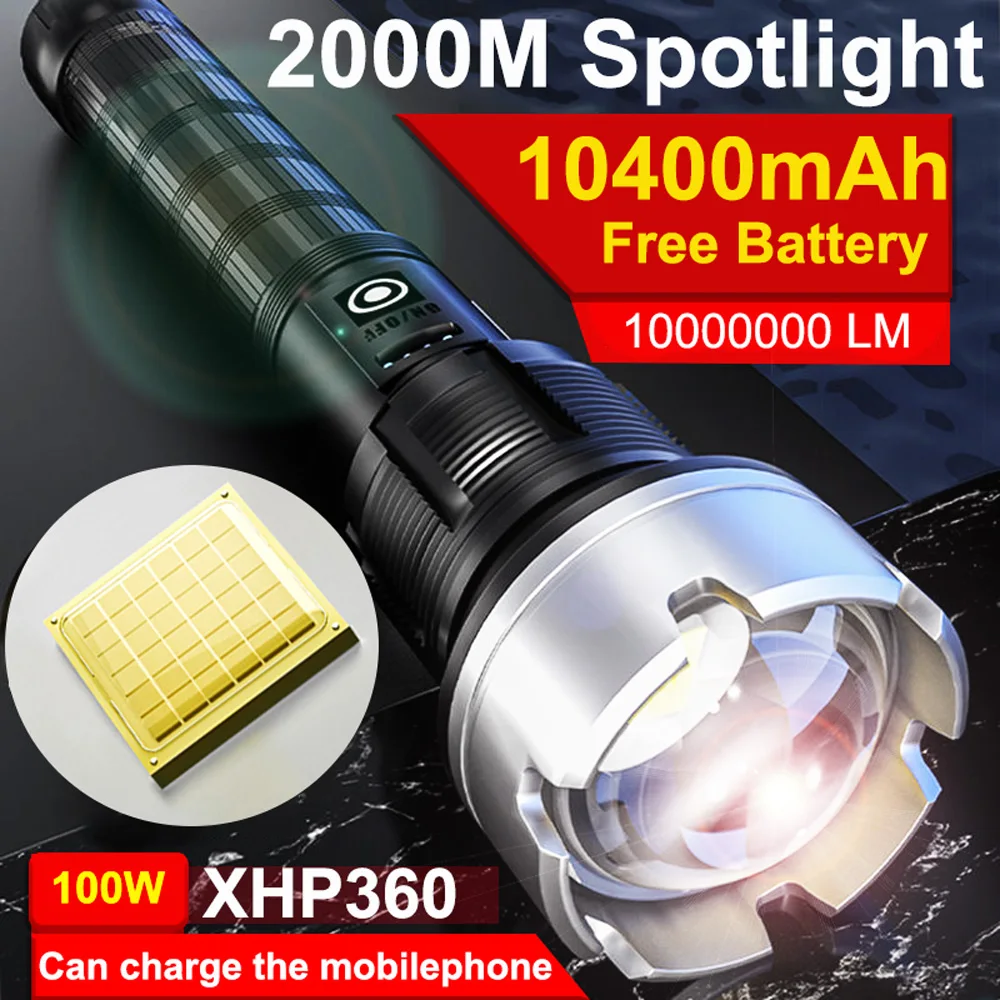 Super Bright 10000000LM LED Torch Tactical Flashlight USB Rechargeable Battery 