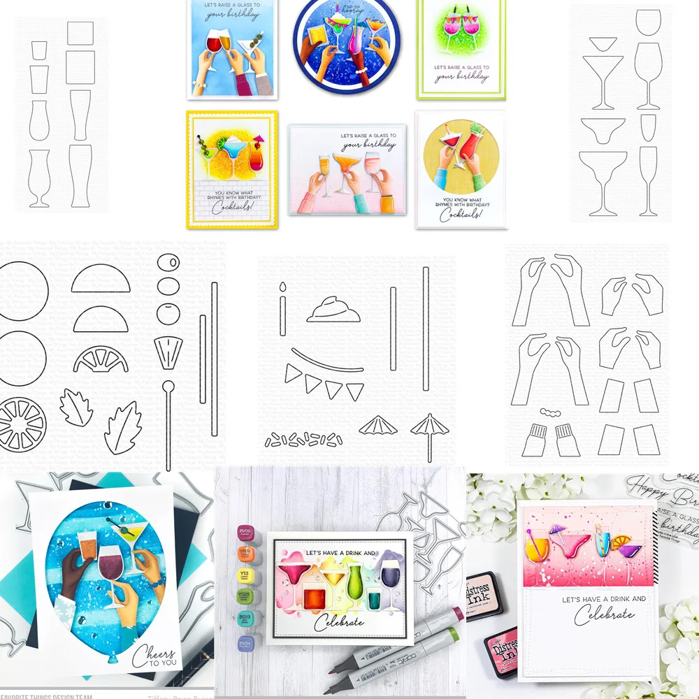 

New Arrival 2023 Wine Glass Metal Cutting Dies Scrapbook Diary Decoration Embossing Cut Template DIY Make Greeting Card Album