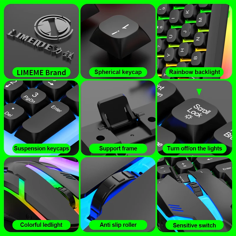 Wired Keyboard GTX350 Series 104 Keys Membrane Many Kinds of Colorful Lighting Gaming and Office For Windows and IOS