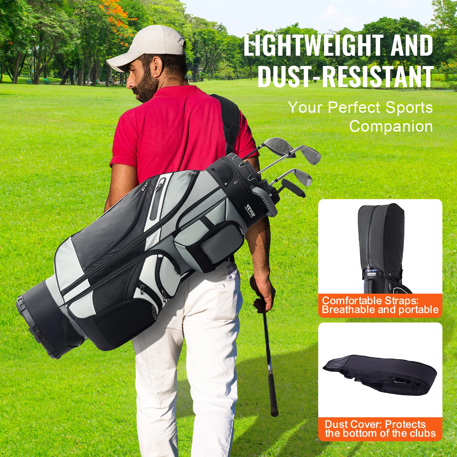VEVOR Golf Cart Bag with 14 Way Organizer Divider Top 13 Pockets Cart Bag Durable Golf Bags with Handles & Dust Cover & Straps