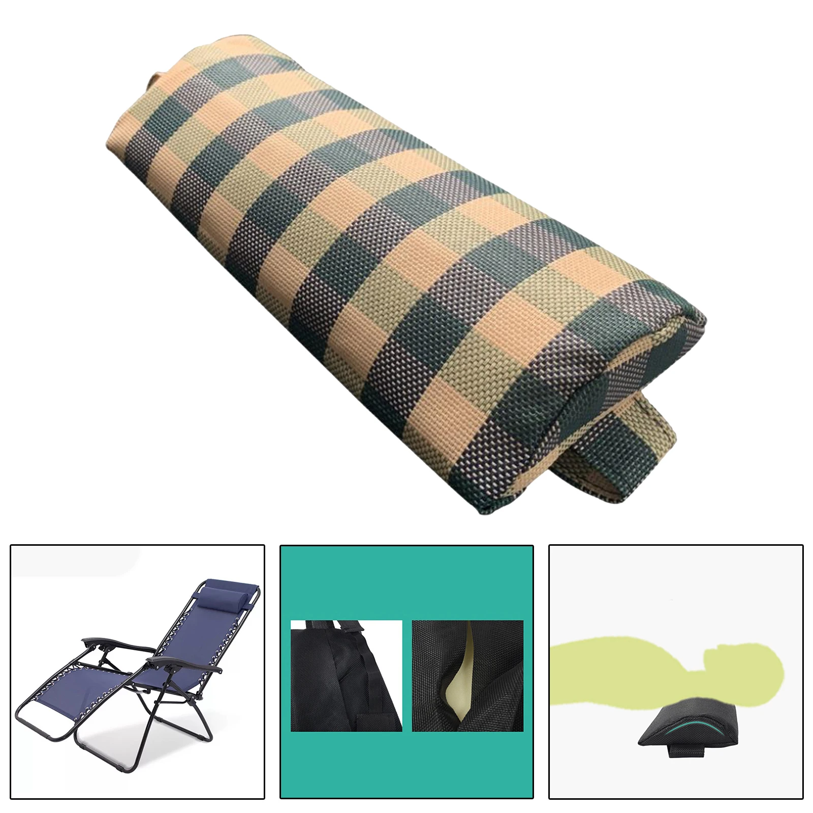 Soft Head Cushion Pillow Breathable with Strap Adjustable Pad for Folding recliner Outdoor Headrest 6