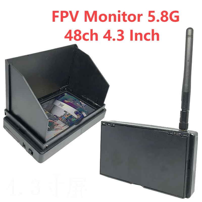 Fpv Monitor 5.8g 48ch 4.3 Inch Lcd 480x272 16:9 Ntsc/pal Auto Search W ...