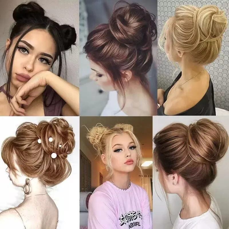 Synthetic Claw Clip Hair Extention Hair Bun Meatball Head Accessories Messy Straight Clip-in Donut Bun