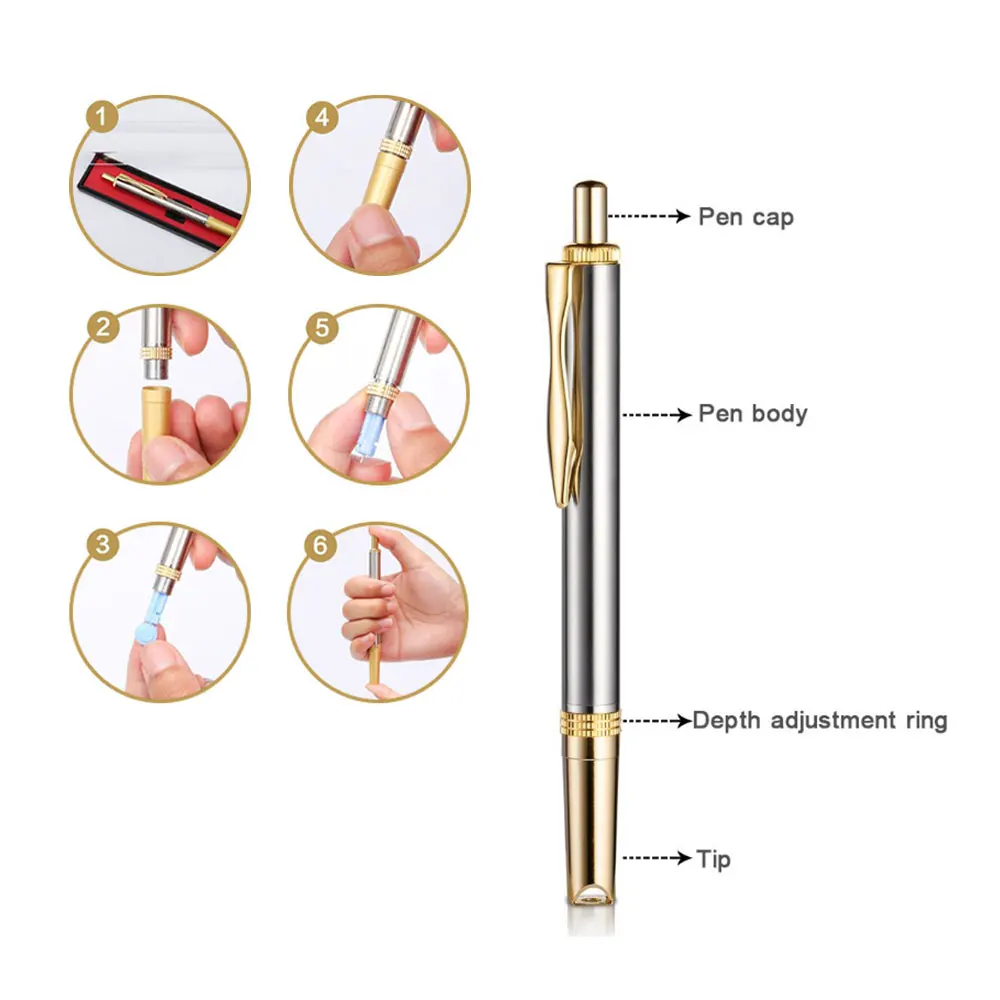 1Set Stainless Steel Lancet Point Pen Bloodletting Acupuncture Massage Therapy 50Pcs Disposable Blood Needles acupuncture pen blood lancet pen