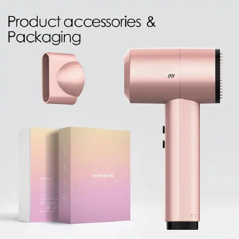 Portable Wireless Rechargeable Hair Dryer With Cold And Hot Air Lithium Battery Cordless 300W Outdoor Travel Blow Dryer