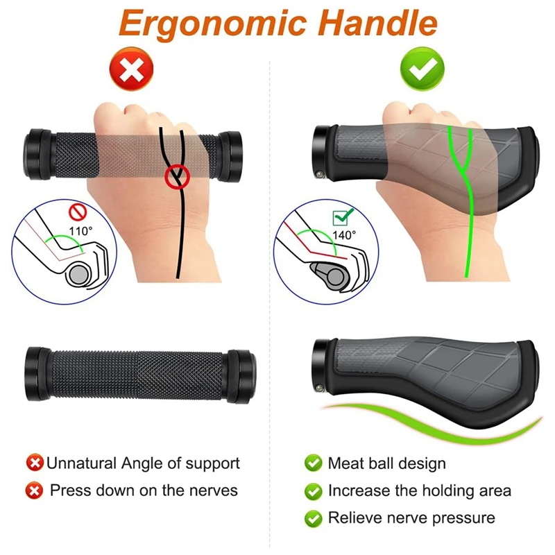 Drado 22mm Poignées De Guidon De Vélo Ergonomique, Avec Caoutchouc