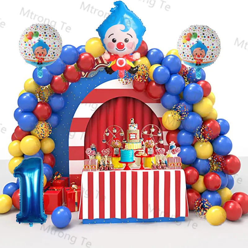 

1set Plim Clown Foil Helium Balloons Number Air Globos Children Happy Birthday Party Decorations Kids Arch Garland Kit Toys Gift