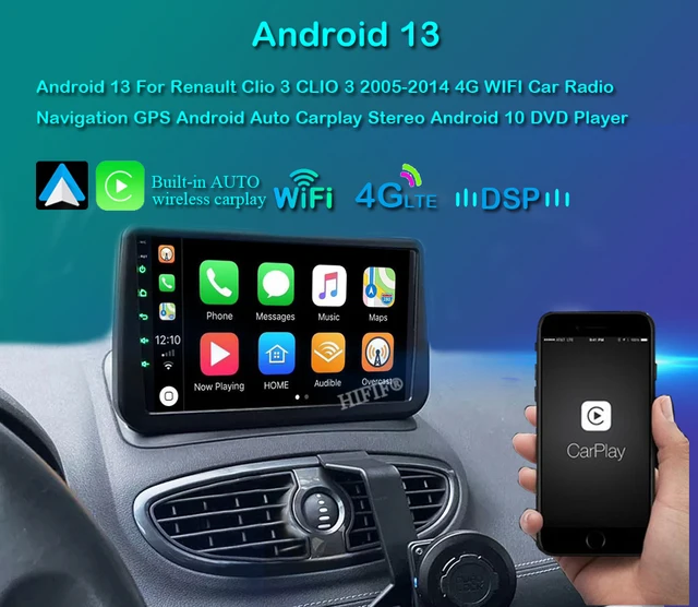 RADIO 2 DIN ANDROID PER RENAULT CLIO 3 BLUETOOTH NAVI USB MIRROR LINK  CARPLAY