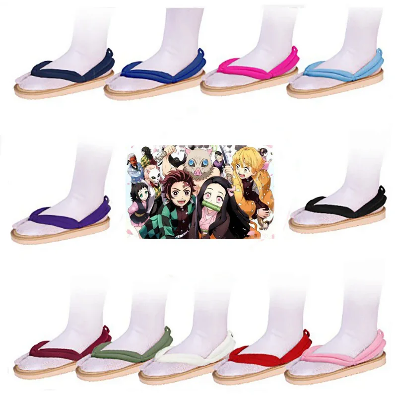 

Hot Anime Demon Slayer Kimetsu No Yaiba Cosplay Accessories Kamado Nezuko Cosplay Clogs Kimono Flip-flops Geta Slippers Shoes
