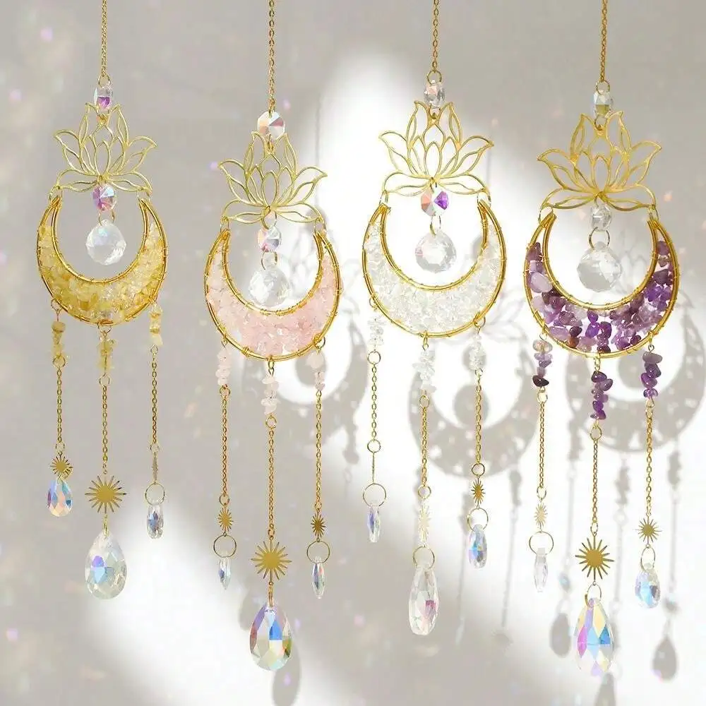 Sun Catcher Crystal Pendant Sun Catchers Window Ornament 1pc colored crystal Moon Catcher garden decoration window hanging suitable for weddings and home embellishments