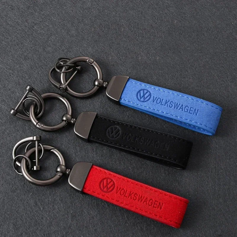 Suede Car Keychain Key Ring Pendant Volkswagen Passat Santana Touareg Tiguan Golf Bora Jetta Mk6 Beetle Scirocco Sagitar