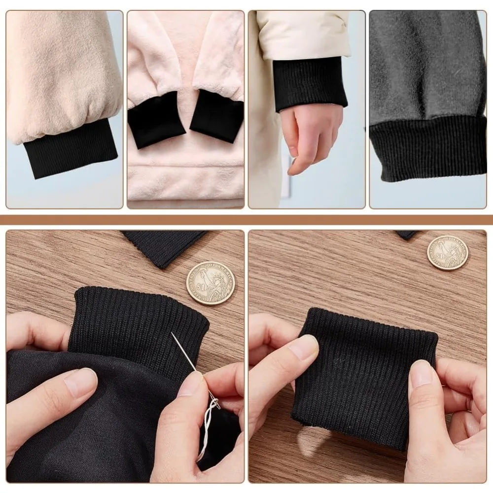 Rib Knit Fabric 10 Pcs about 4.33 Inch Stretch Knit Threaded Hem Cuff about 2.36 Inch(6cm) Wide Polyester Ribbing Fabric rib knit fabric