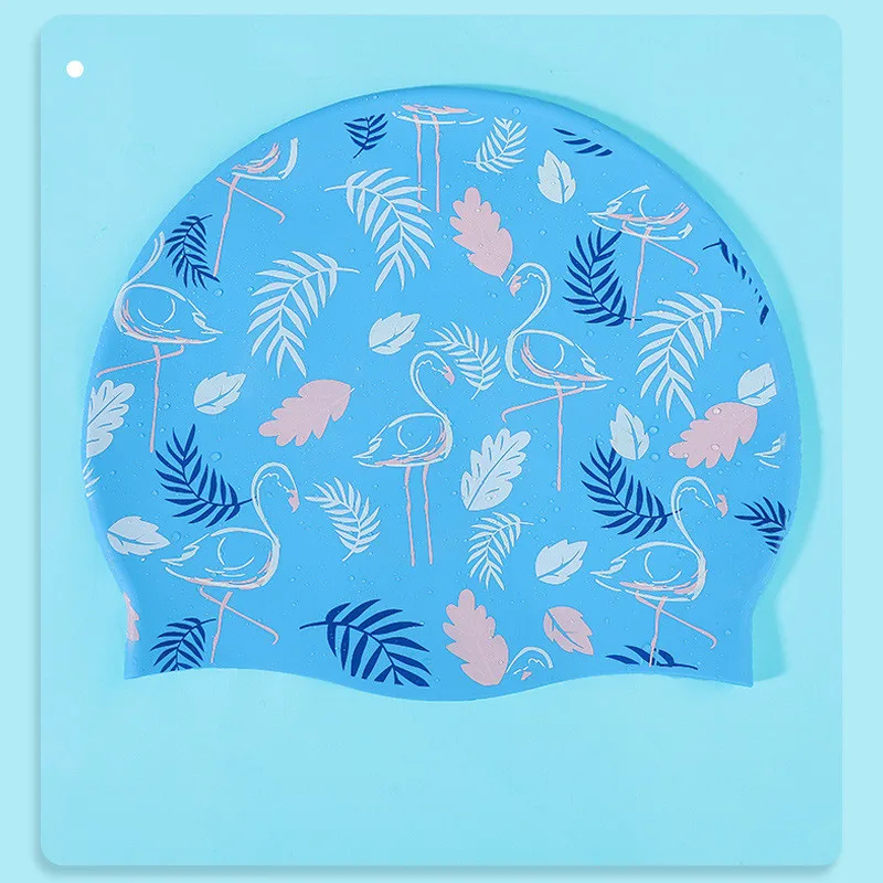 Adults High Elastic Cute Swimming Caps Women Waterproof  Pool Cap Protect Ears Long Hair Large Silicone Bath Hat 4
