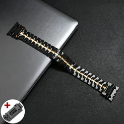Elegant Titanium Stainless Steel Watch Bracelet - Luxury Color Band for 46mm (Black gold)