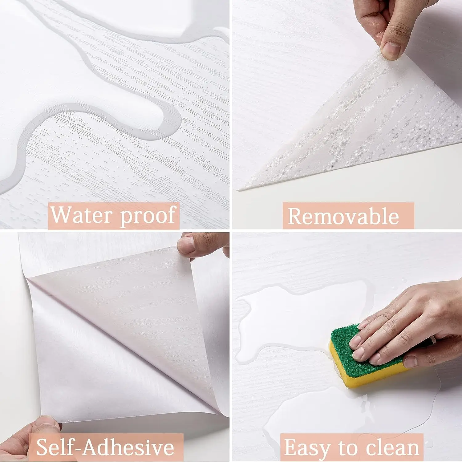 White Wood Peel And Stick Paper Decorative Self-Adhesive Film For Furniture Real Wood Tactile Sensation Surfaces Easy To Clean 3