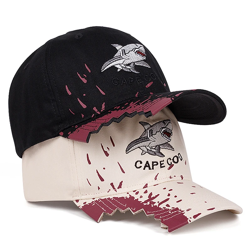 2025 neue personalisierte Gap Hip Hop Hut Hai Stickerei Mode Straße Skateboard Hut Freizeit Sport Dekoration Baseball Hut