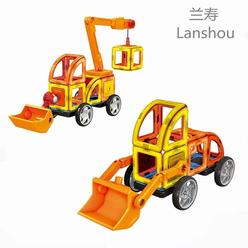 Big Size DIY Magnets Building Blocks Engineering Vehicle Magnetic Blocks Contructor Educational Moc Block Toys Children
