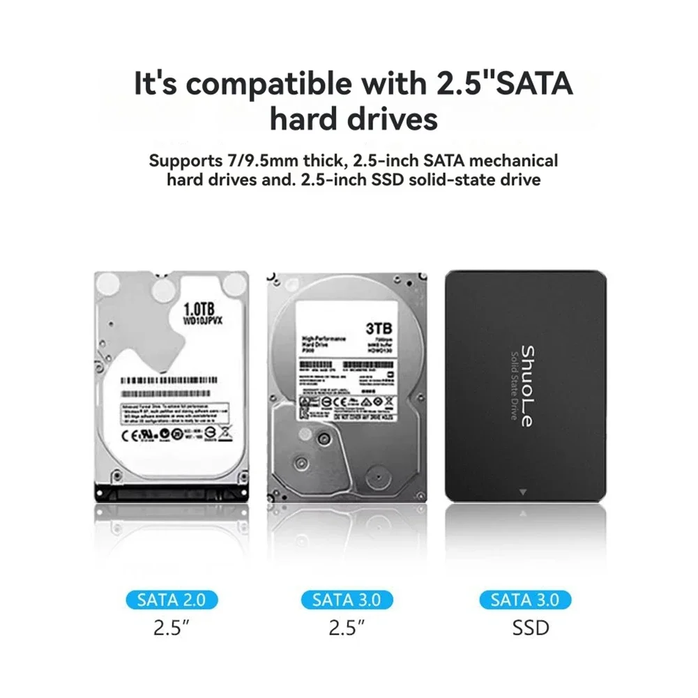 KEBIDUMEI 2.5인치 하드 디스크 SSD HDD 인클로저 USB 3.2 5Gbps 노트북 솔리드 스테이트 메카니컬 타입 C RGB 모바일 하드 디스크 박스