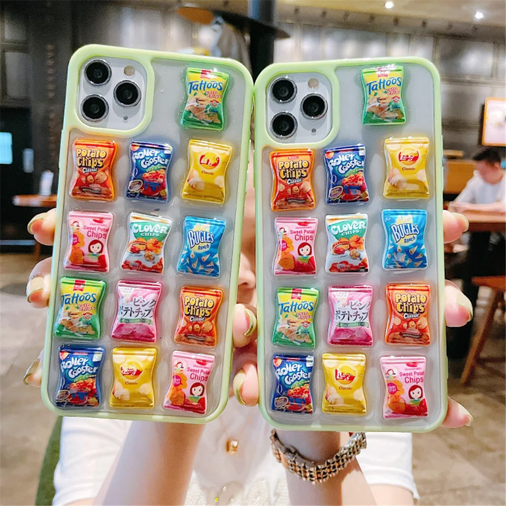 Per Iphone 11 12 13 Pro Max Mini 7 8 Plus X Xs Xr Se 2 3 Custodia Protettiva Creative 3D Patatine Fritte Snack Packaging Custodie Per Telefoni
