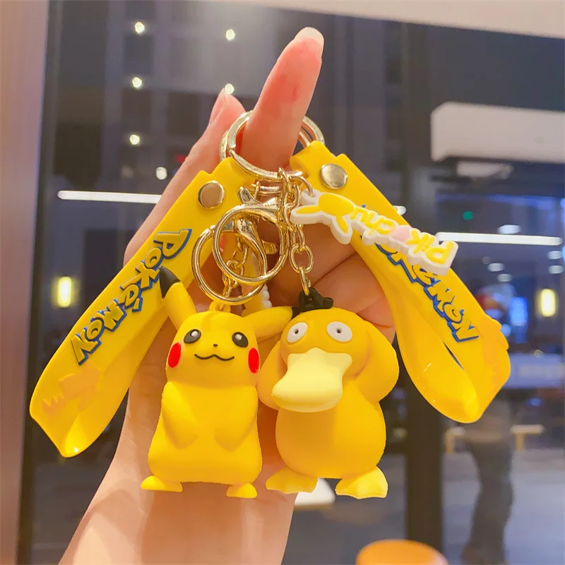 

Kawaii Pokemon Anime Pikachu Squirtle Doll Keychain Cartoon Psyduck Bulbasaur Backpack Car Pendant Decoration Holiday Gift