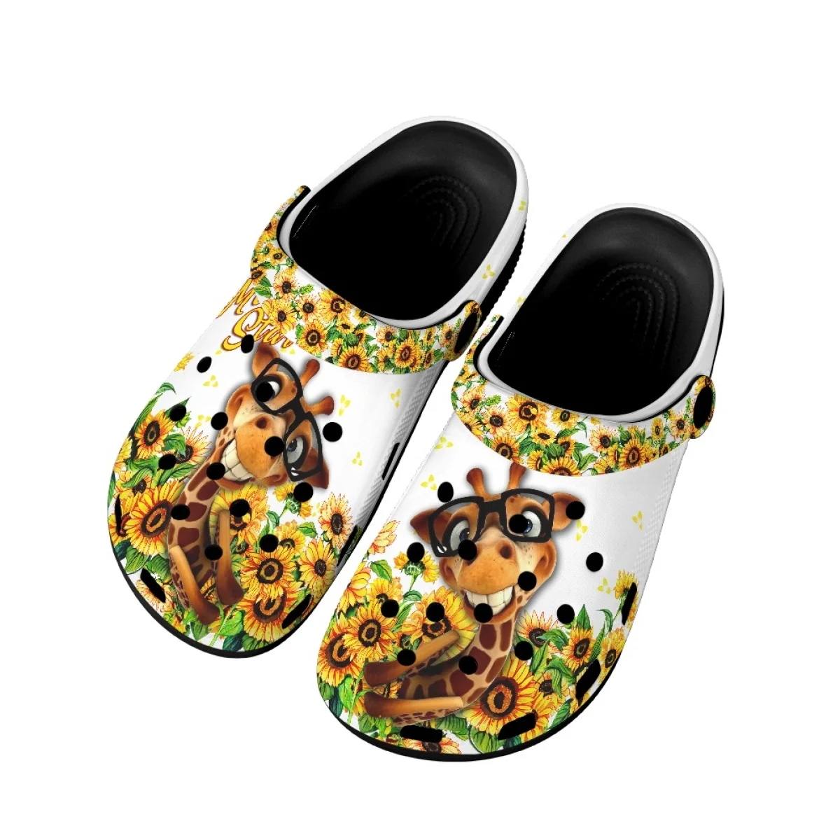 Summer Sandals For Giraffe Lovers Animal With Sunflower Brand Designer Outdoor Breathable Women Home Slippers Beach Slides Girls