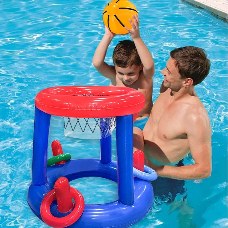 Floating Basketball Hoop Inflatable Ring Throwing Ferrule Game Interactive Water Sport Toy Party Favor Beach Fun Pool Accessorie