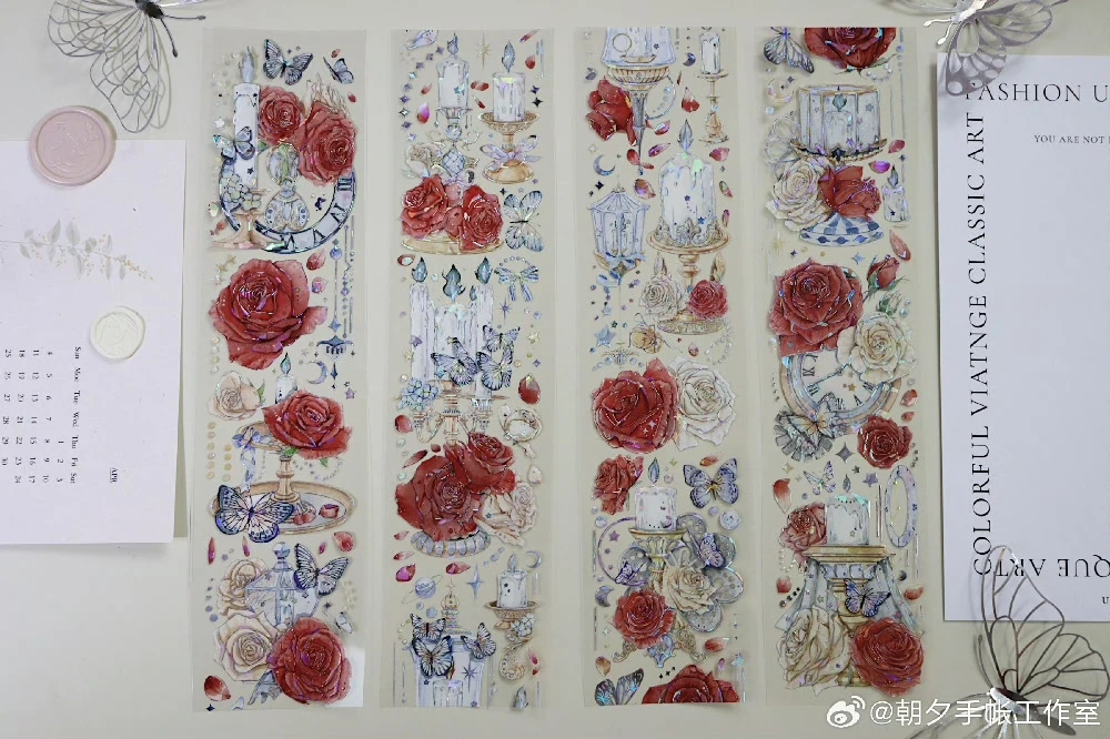 

1 Loop V1 Candelabra Rose Floral Shiny Washi PET Tape