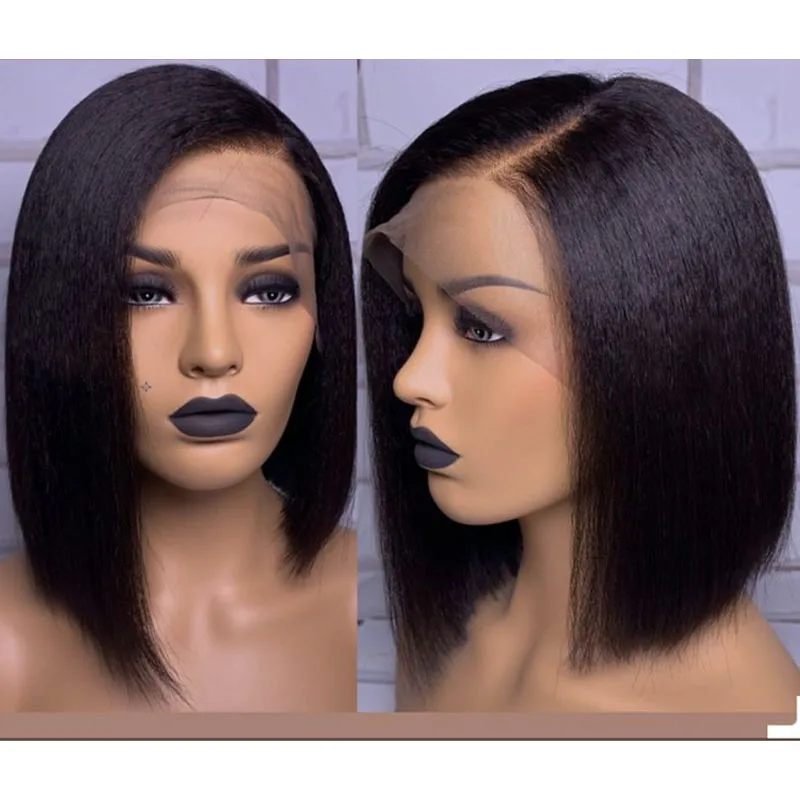 12inch Full Lace Bob Wig Human Hair 150% Density Brazilian Yaki Bob Full Lace Wigs For Women Straight Yaki Wigs Human Hair