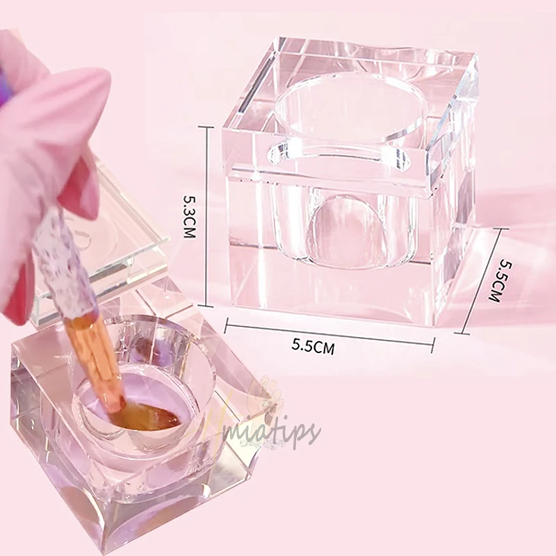 Pink Heart Crystal Glass Nail Dappen Dish with Cap for Acrylic Powder Crystal Cup Bowl Holder Container Manicure Too 5