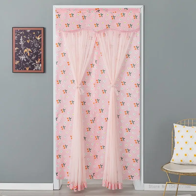 Summer Anti-Mosquito and Insect-proof Lace Partition Curtain Anti-fly Curtain Kitchen and Bedroom Decorative Door Curtain, 1PC