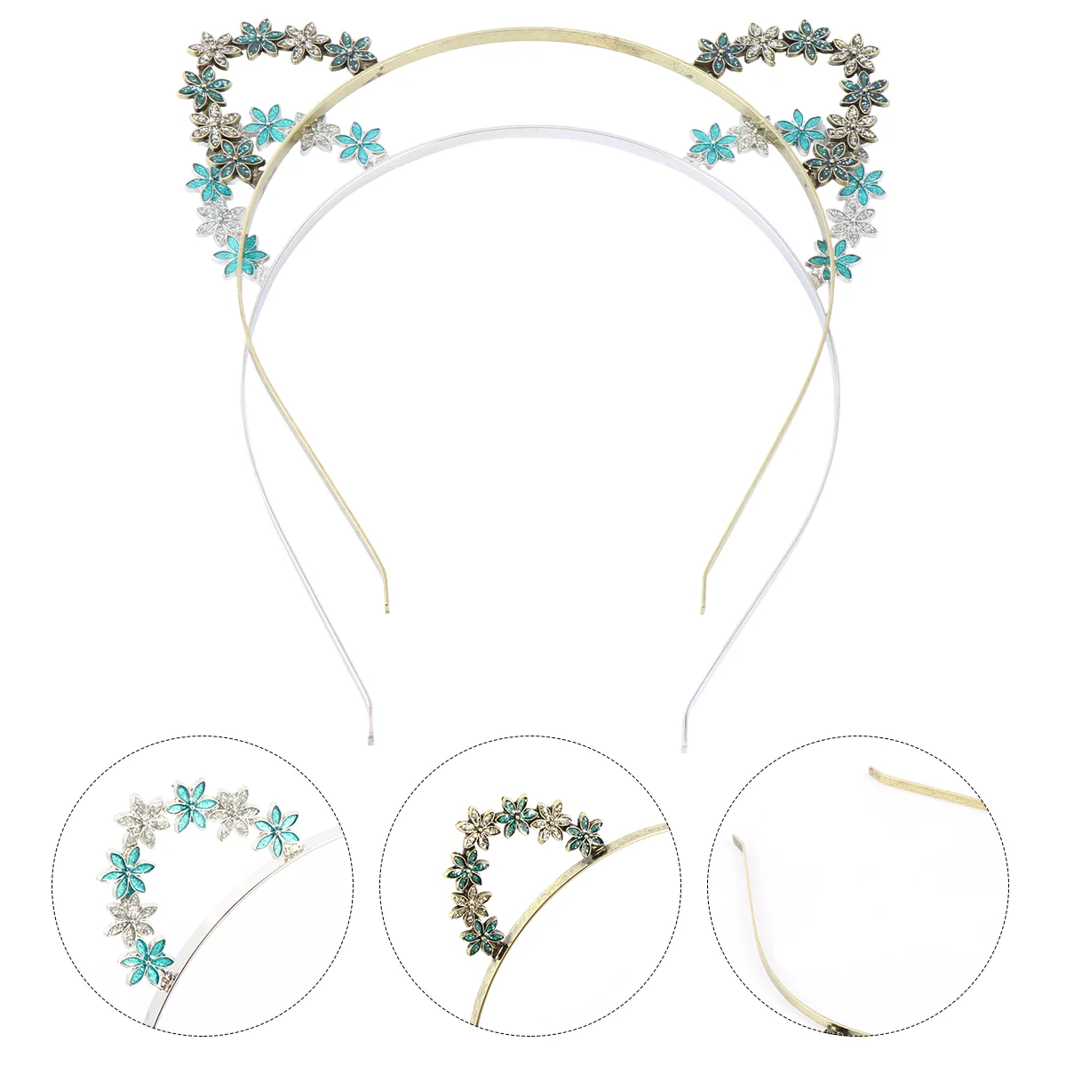 

2pcs Lovely Cat Ears Hair Hoops Exquisite Flower Headband Hair Accessories