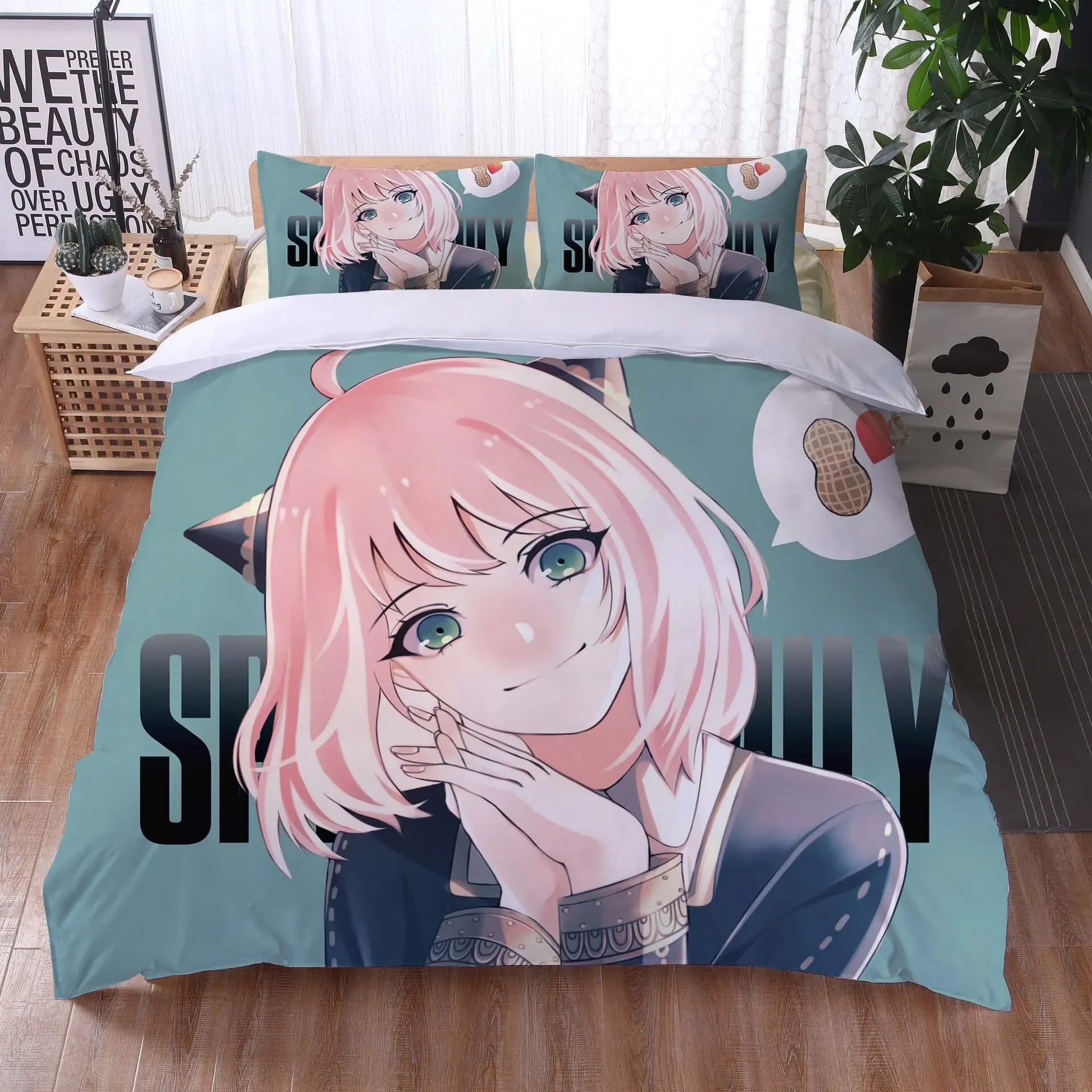 

3PCS Single-sided Printed Quilt Cover ,Anime Spy Family Anya Printed Pattern Duvet Bedding Comfortable Bedspreads Duvet CoverSet
