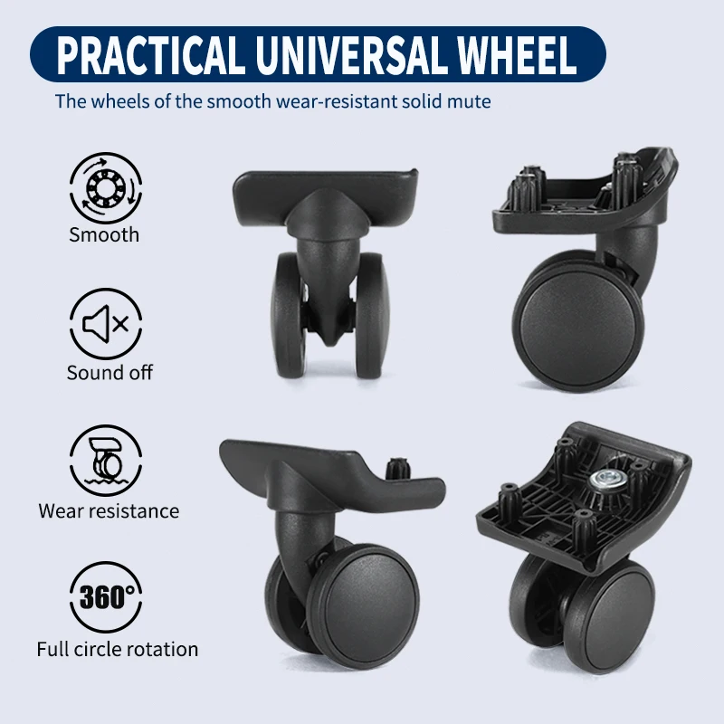 Smooth, wear-resistant, and silent universal wheels, spare parts for luggage and luggage, 360 degree rotation