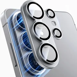 Premium HD Glass Camera Lens Protector for Smartphones - Metal Film Screen Cover (Silver)