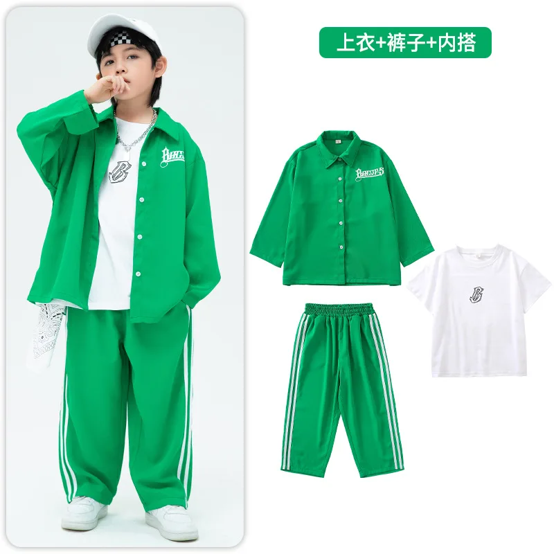 Children's Hip-hop Clothes Street Dance Clothing Autumn Kids Sets for Girls and Boys Jazz Performance Clothing 2023 Green Unique 6