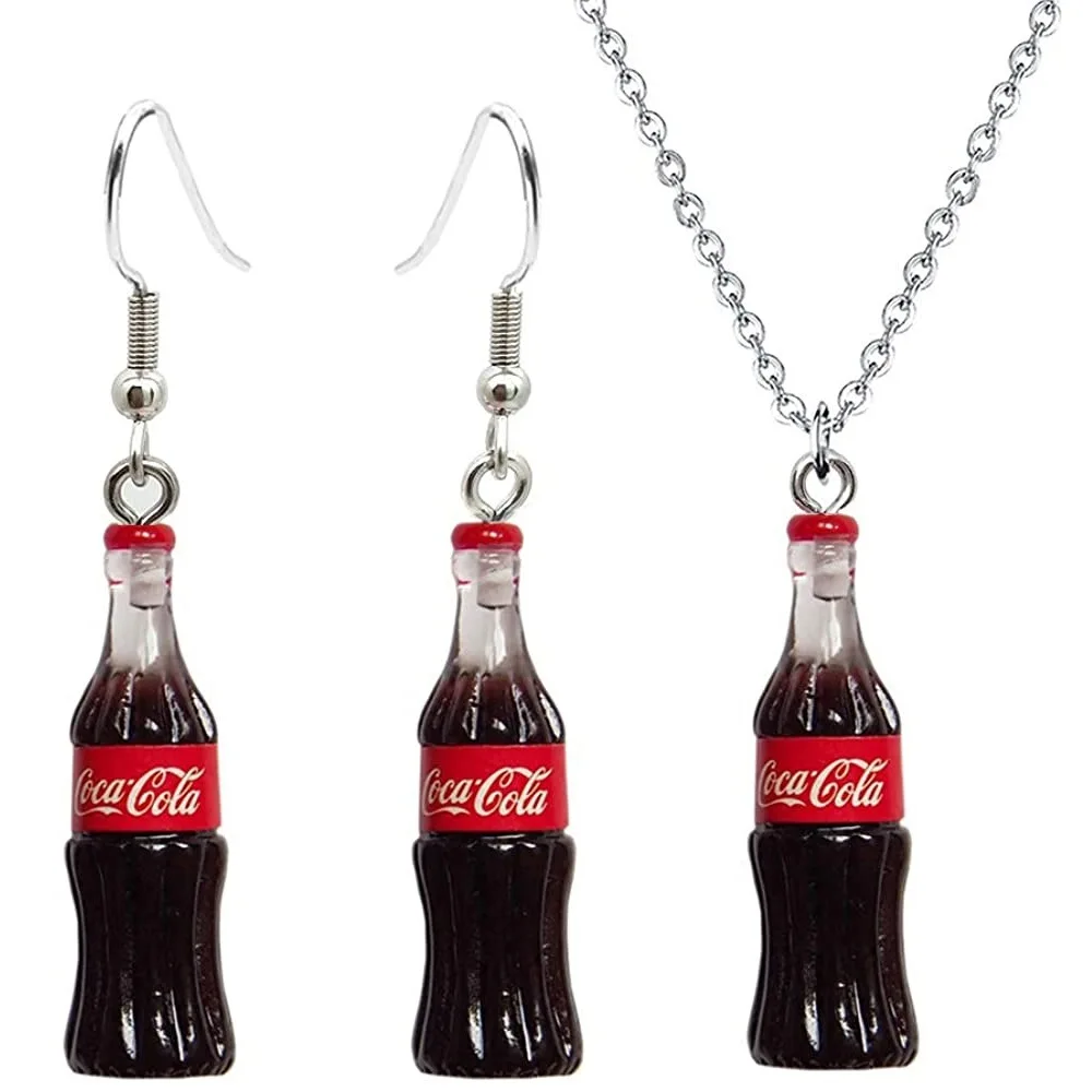 Coke Oorbellen Creatieve Schattige Eenvoudige Hars Coke Fles Hanger Ketting