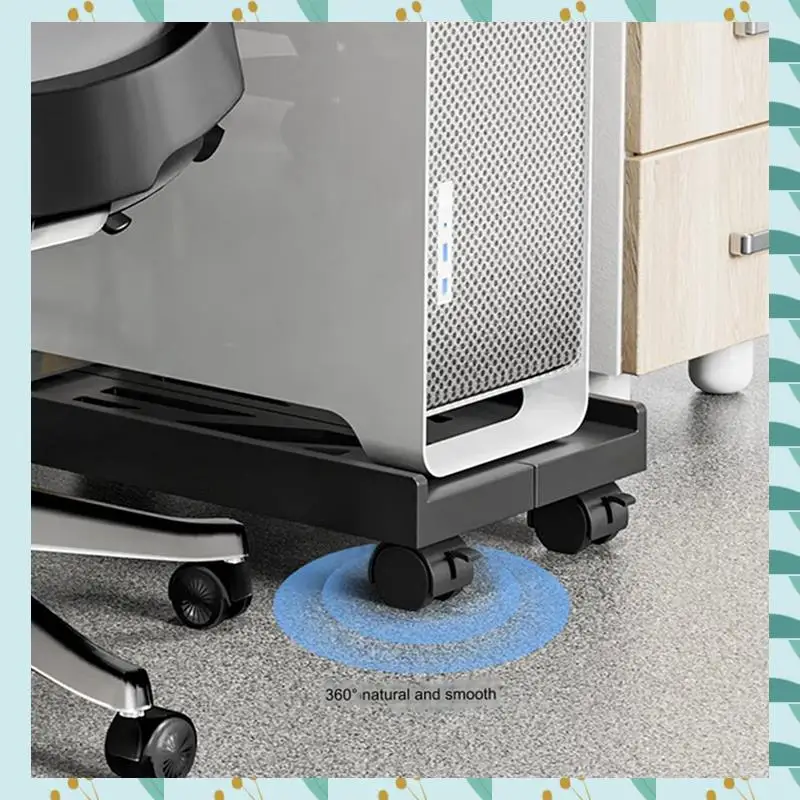 A71P 2X Adjustable Mobile CPU Stand, Ventilated Computer Tower Stand PC Tower Stand With 4 Caster Wheels, Under Desk Holder