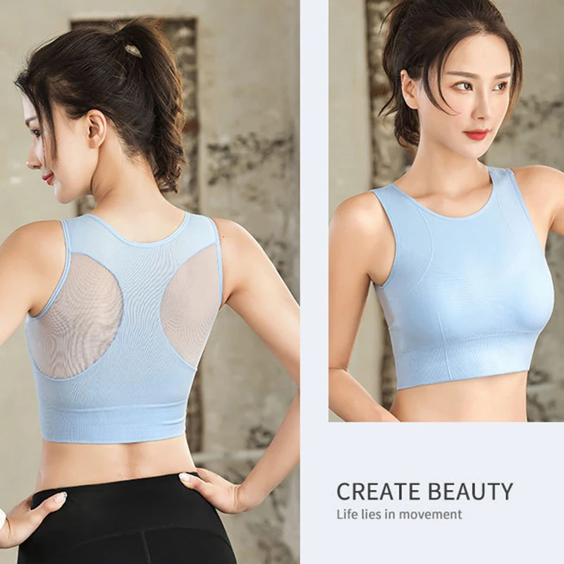 Sports Bra Womens Bras Sports Underwear Gym Top Crop Tops Womens Lingerie Women Lingerie Sports Tank Top Women Undershirt Sports Bra Women Gym Without Bones Quick Drying Shockproof Plus Size Bralette Fitness Mesh Yoga Run Underwear Crop Top