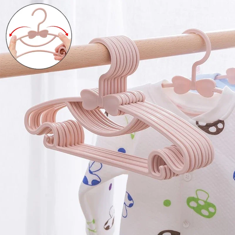 1-10Pcs Children Clothes Hanger Baby Clothing Organizer Display Hangers Plastic Kids Coats Windproof Holder Rack Closet Storage 3