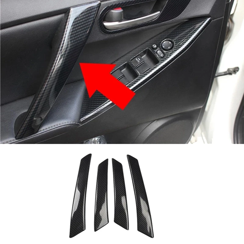 heated steering wheel cover For Mazda 3 Sedan /Axela BL 2009 -2013 Carbon Fiber Car Inner Door Handle Armrest Cover Trim racing steering wheel