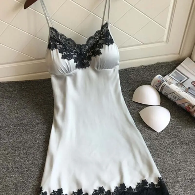 المرأة مثير الدانتيل المرقعة ثوب الليل ، فستان حري...