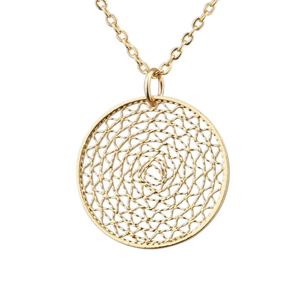 

Hollow out mesh 14k Gold Plated Pendant Clavicle Necklace For Women Party Jewelry Gift