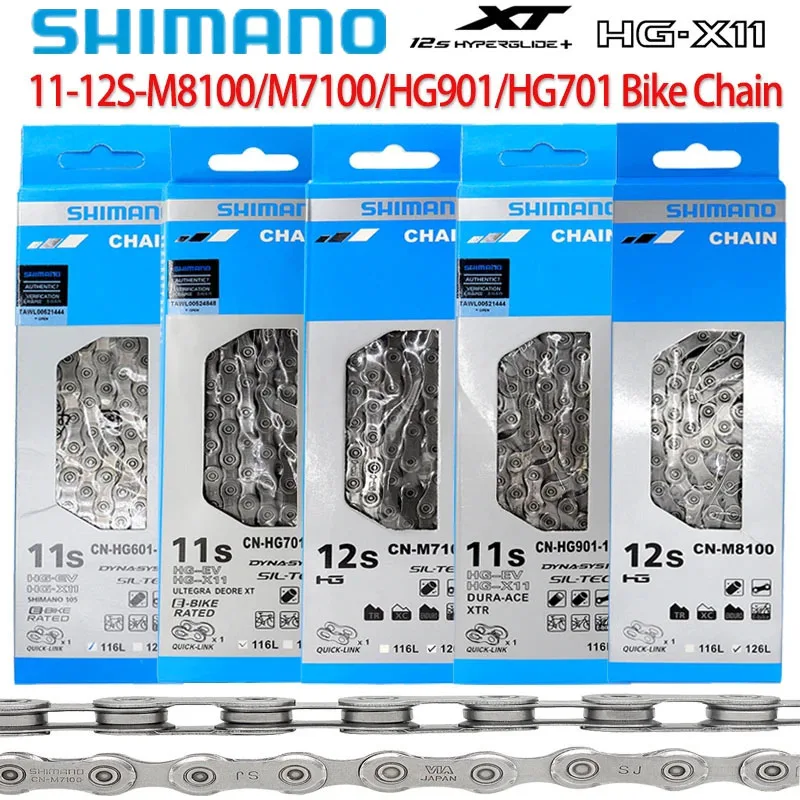 SHIMANO DEORE XT M8100/M7100 12 Speed Bike Chain STEPS HG601/HG701/HG901 11V For Road MTB Bicycle Chain 116/126 Links Bike
