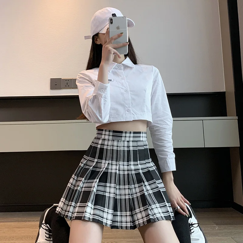 skorts for women FESTY KARY Fashion 2022 Summer Women Skirts High Waist Cute Kawaii Skirt for Girls Plaid Pleated Mini Skirts Women purple skirt Skirts