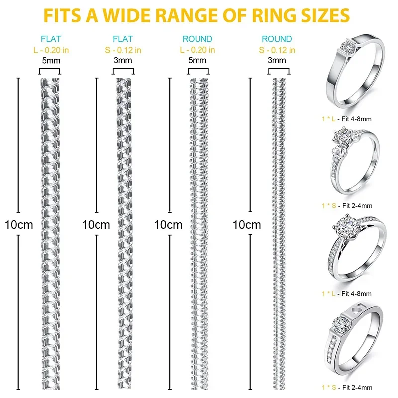 Ring Size Reducer – 4pcs Transparent Spiral Ring Resizing Tool 6
