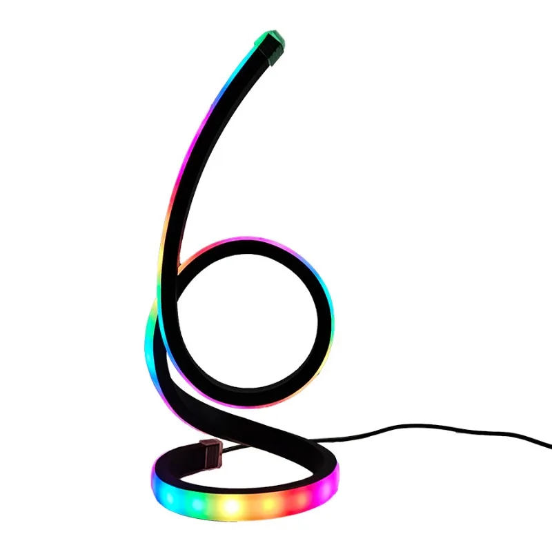 새로운 RGB 무드 테이블 램프, 침실, 바, 게임룸을 위한 색상 변경 기능이 있는 독창적인 나선형 뱀 모양 LED 데스크 램프