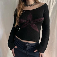 Pull à imprimé graphique à manches longues pour femmes, pulls coupe couvertes, pulls Y2k, streetwear Cyber Grunge, Vintage Off Initiated 3