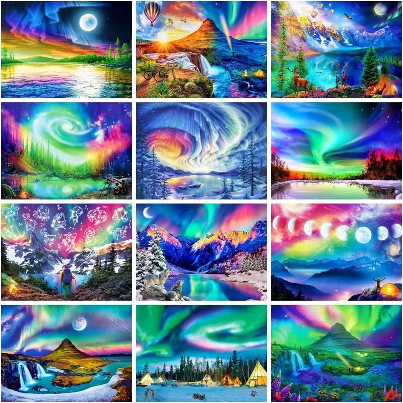 

GATYZTORY Paint By Number Aurora Scenery Drawing On Canvas Hand Painted Painting Art Gift Diy Pictures By Numbers Kits Home Dec