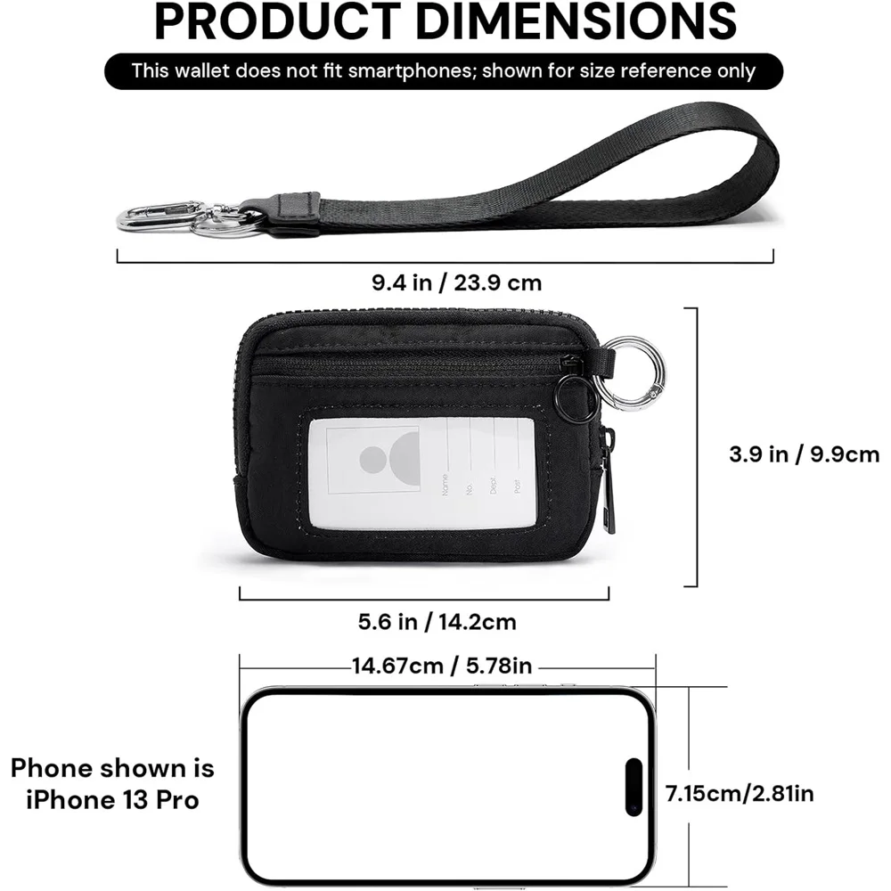 YDF The Iris Wallet for Women Mini Zip Card Case with Clear ID Window Zipper Coin Purse Lightweight Portable Keychain Wallet 2